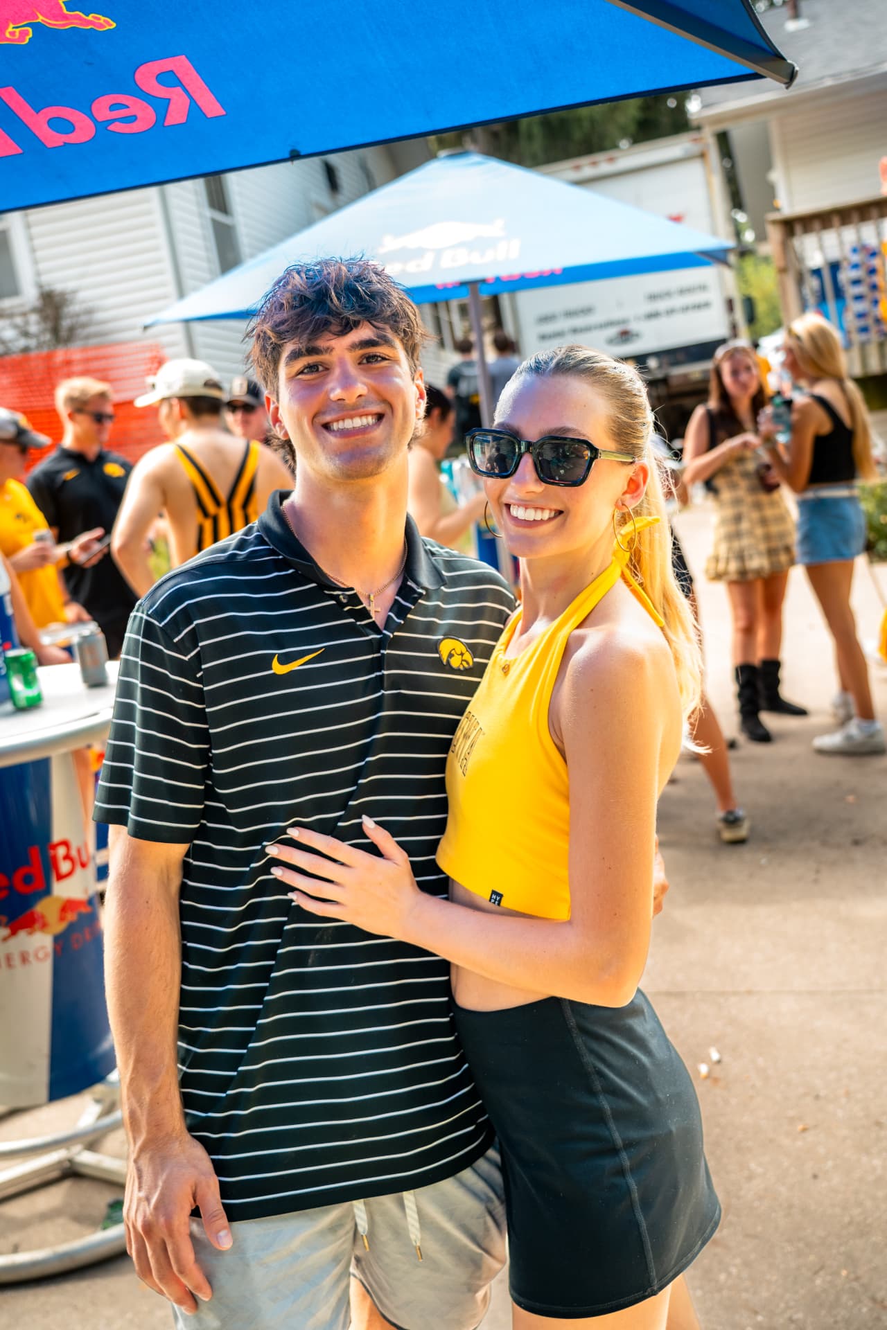 Couple enjoying the tailgate atmosphere
